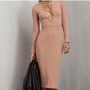 REFORMATION Edison Blush Ribbed Dress